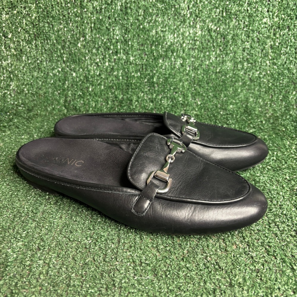 Vionic Adeline Bit Leather Slip On Orthotic Comfort Mule Loafer Black Womens 7.5